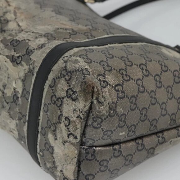 GUCCI GG Crystal Tote Bag Coated Canvas Navy Gold 197953 Auth 118745 - Picture 10 of 14